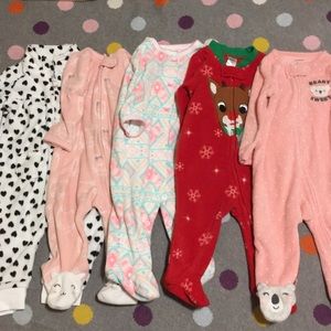 6 month baby girl fleece sleepers